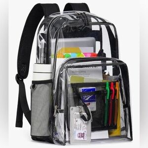 NWT Transparent Clear Stadium Backpack with Black Details 17”